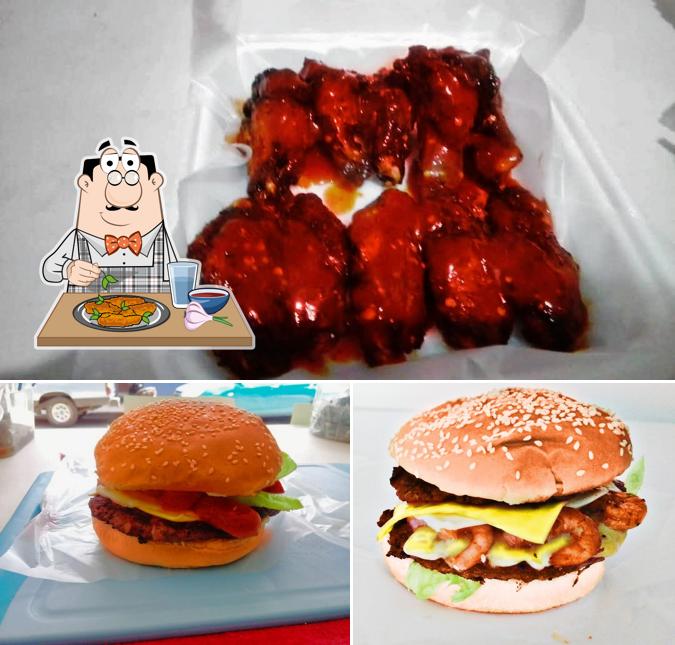 hamburger, wings.