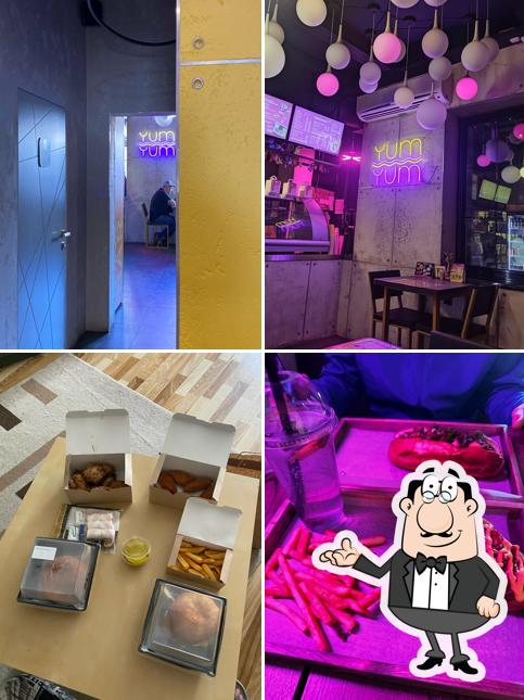 Посмотрите на внутренний интерьер "Ям Бургер"