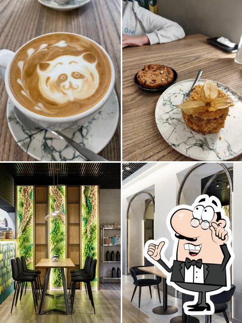 Посмотрите на внутренний интерьер "Кофестория"