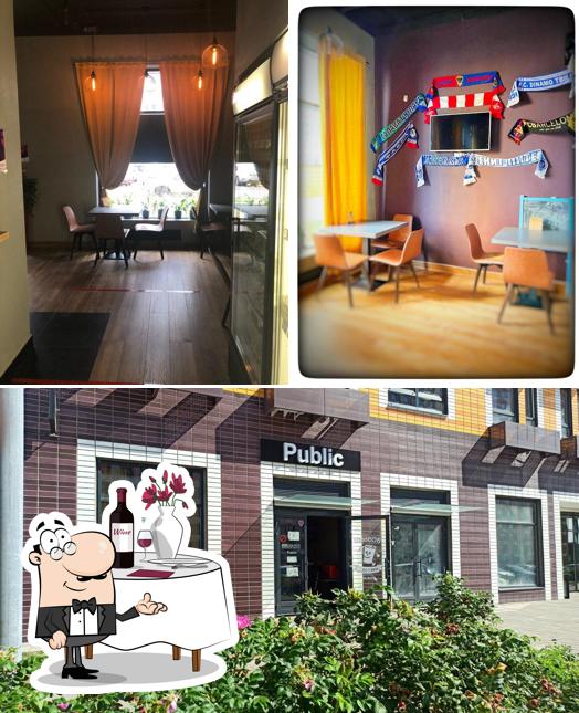 Помимо прочего, в Public & Fire Foods есть столики и внешнее оформление