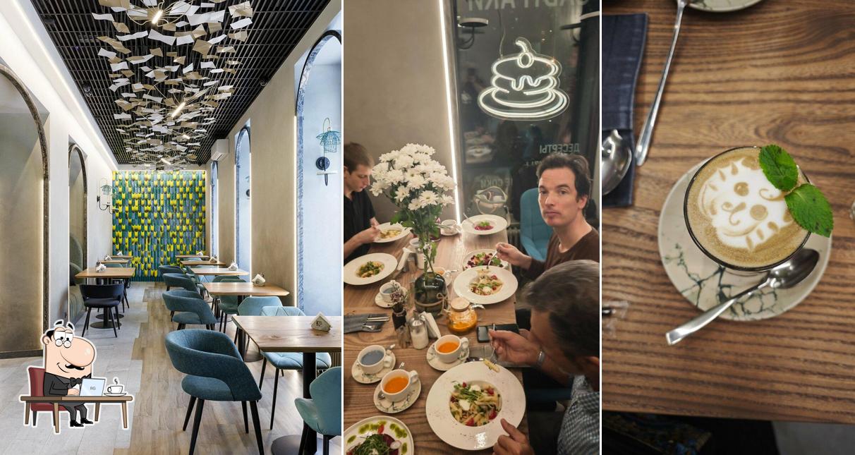 Посмотрите на внутренний интерьер "Кофестория"