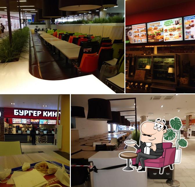 Посмотрите на внутренний интерьер "Бургера Кинг"