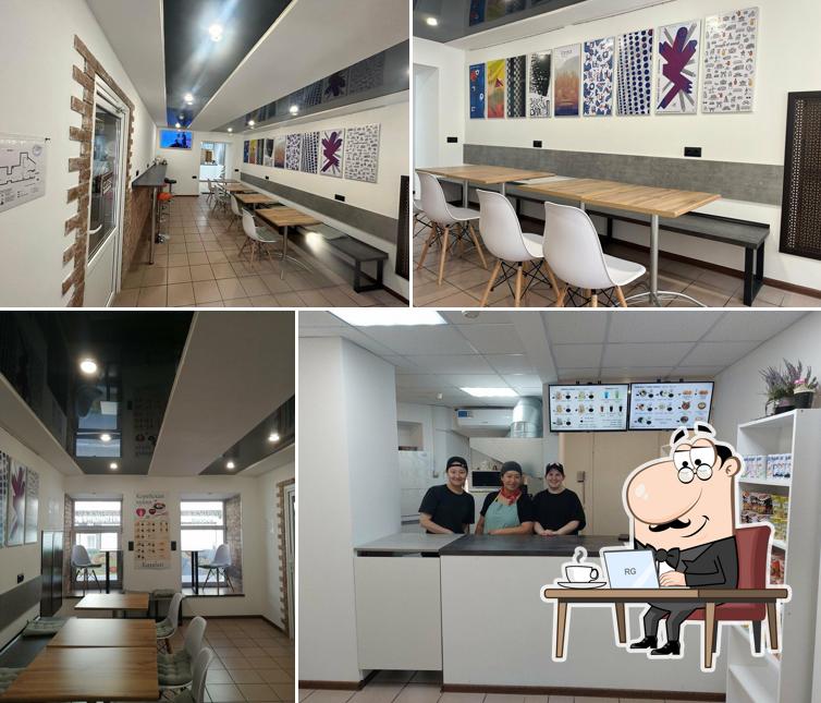 Посмотрите на внутренний интерьер "Кимбап"