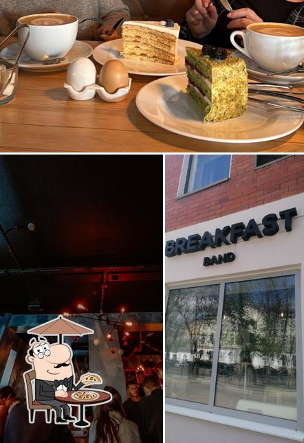 Это снимок, где изображены внешнее оформление и еда в Breakfast Band