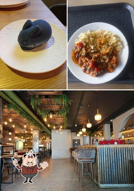 Посмотрите на это фото, где видны еда и внутреннее оформление в City-Mix