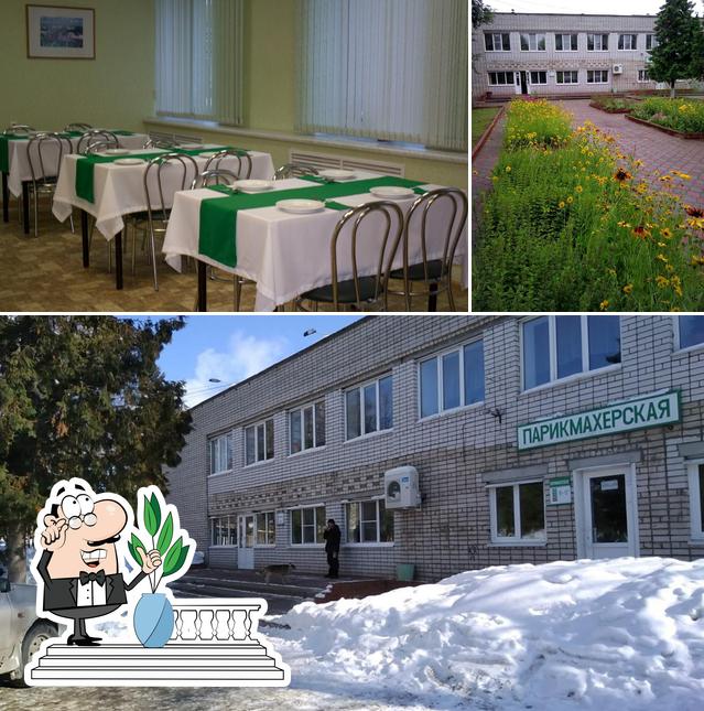 Это фотография, где изображены внешнее оформление и внутреннее оформление в Столовая при Жбк-9