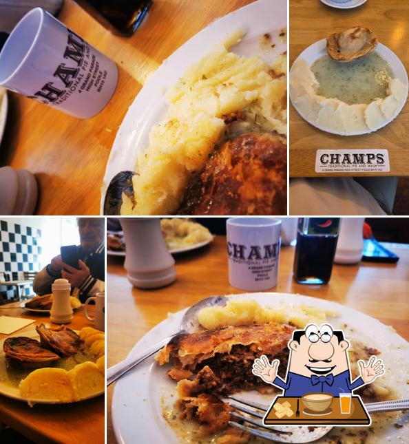Champs traditional pie and mash