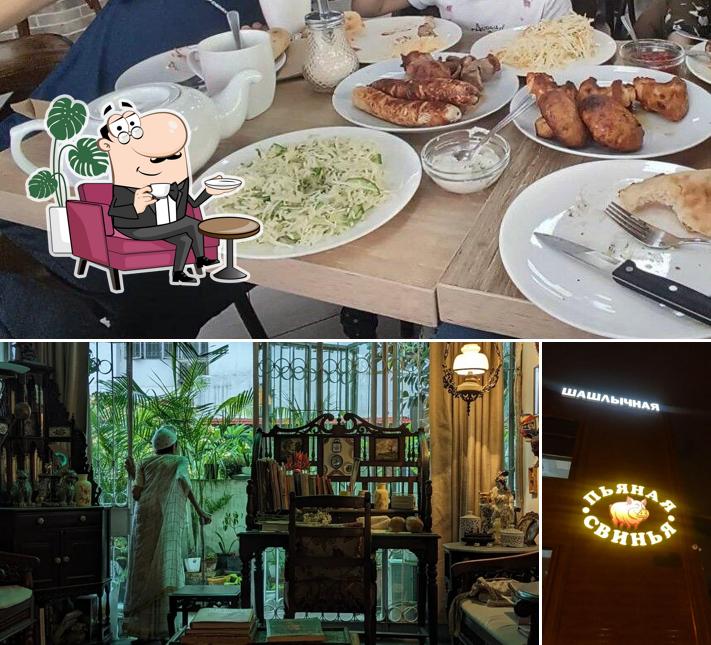 Внутреннее оформление и внешнее оформление в Пьяная свинья