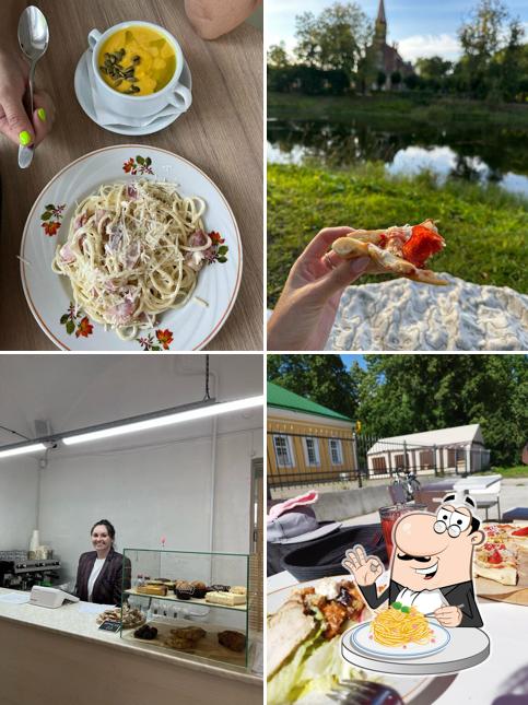 Паста карбонара в "Трапезная Манна"