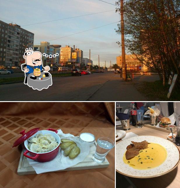 Изображение, на котором видны еда и внешнее оформление в Баренц бар