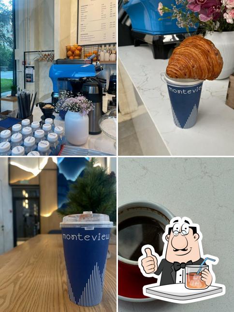 Снимок, на котором видны напитки и еда в MonteViewCoffee