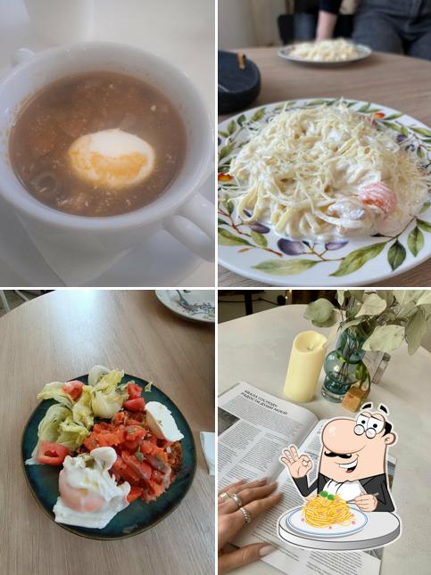 Паста карбонара в "Трапезная Манна"