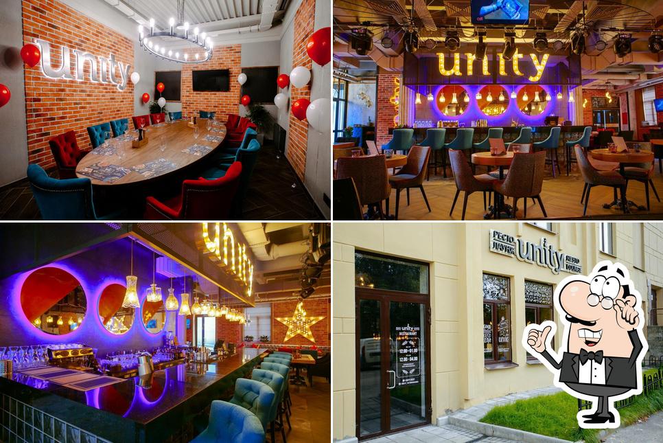 Посмотрите на внутренний интерьер "Ресторана Unity_Petrogradka"