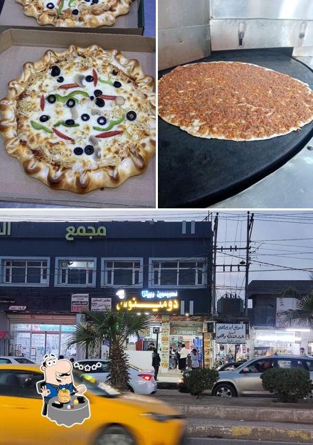 لحم بعجين وبيتزا دومينوس