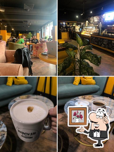 Посмотрите на внутренний интерьер "Кофейни Coffee Bean"