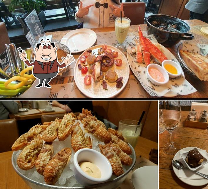 Фото, на котором видны еда и напитки в Boston seafood & bar