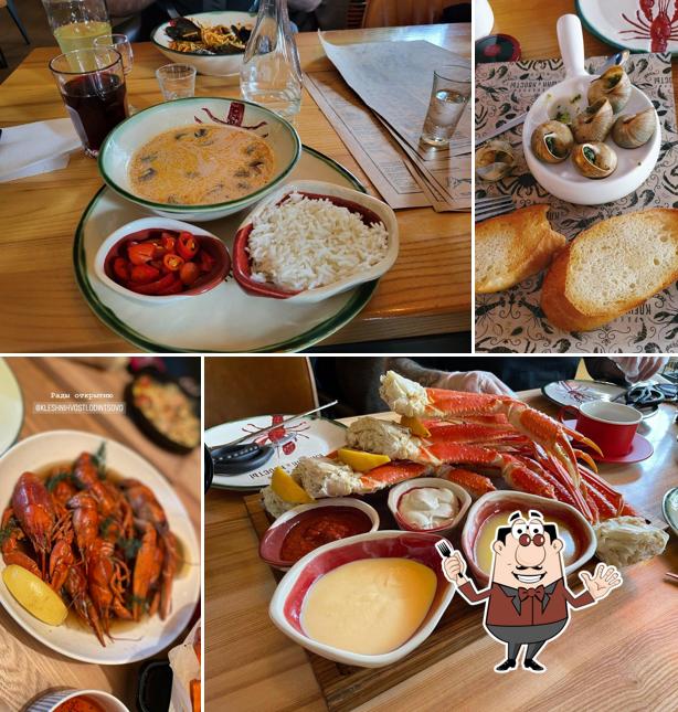 Еда в "раковарне Клешни и Хвосты"