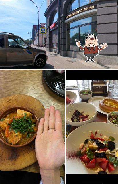 Это фотография, где изображены еда и внешнее оформление в Пиросмани