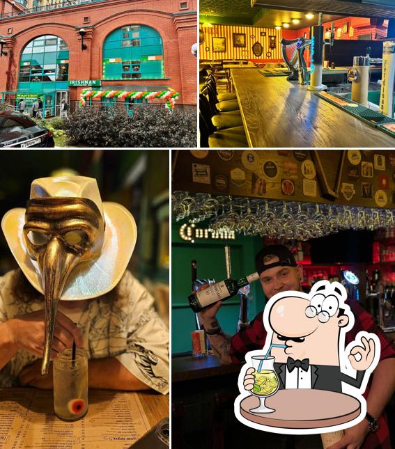 Взгляните на этот снимок, где видны напитки и внешнее оформление в Irishman Pub