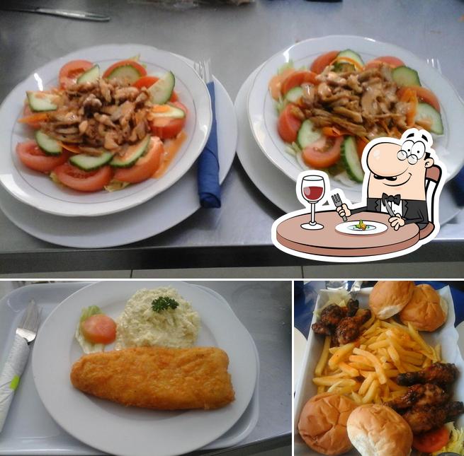 Golden chip and burger