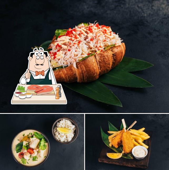 Рыба и картофель фри в "Река море"