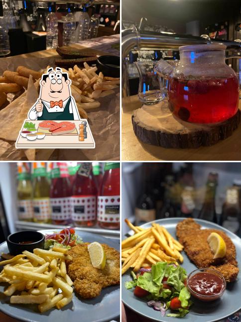 Рыба и картофель фри в "Гараже"