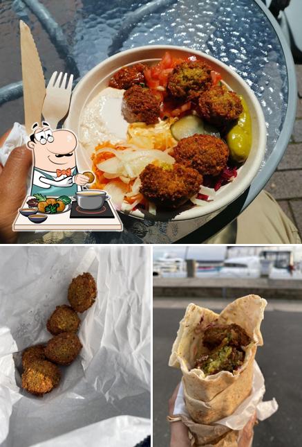 Chickpeas falafel and salad bar