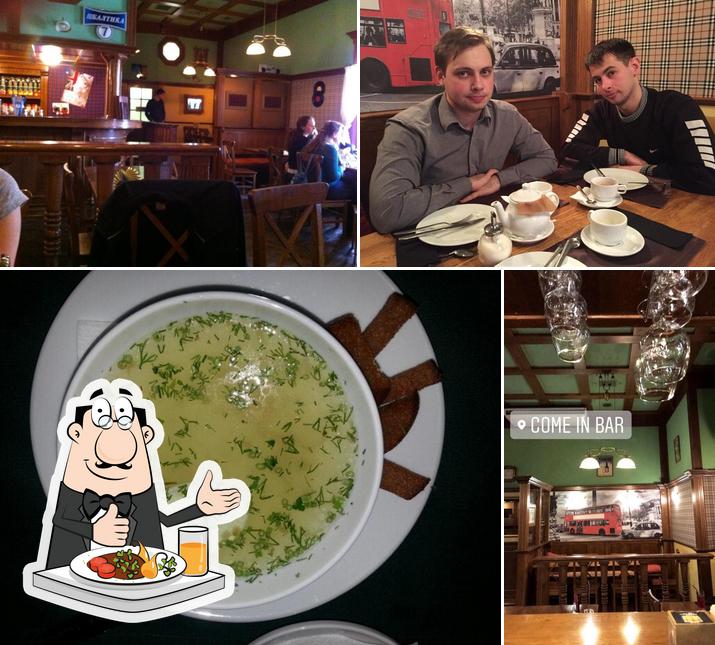 Еда и внутреннее оформление в Come in Bar