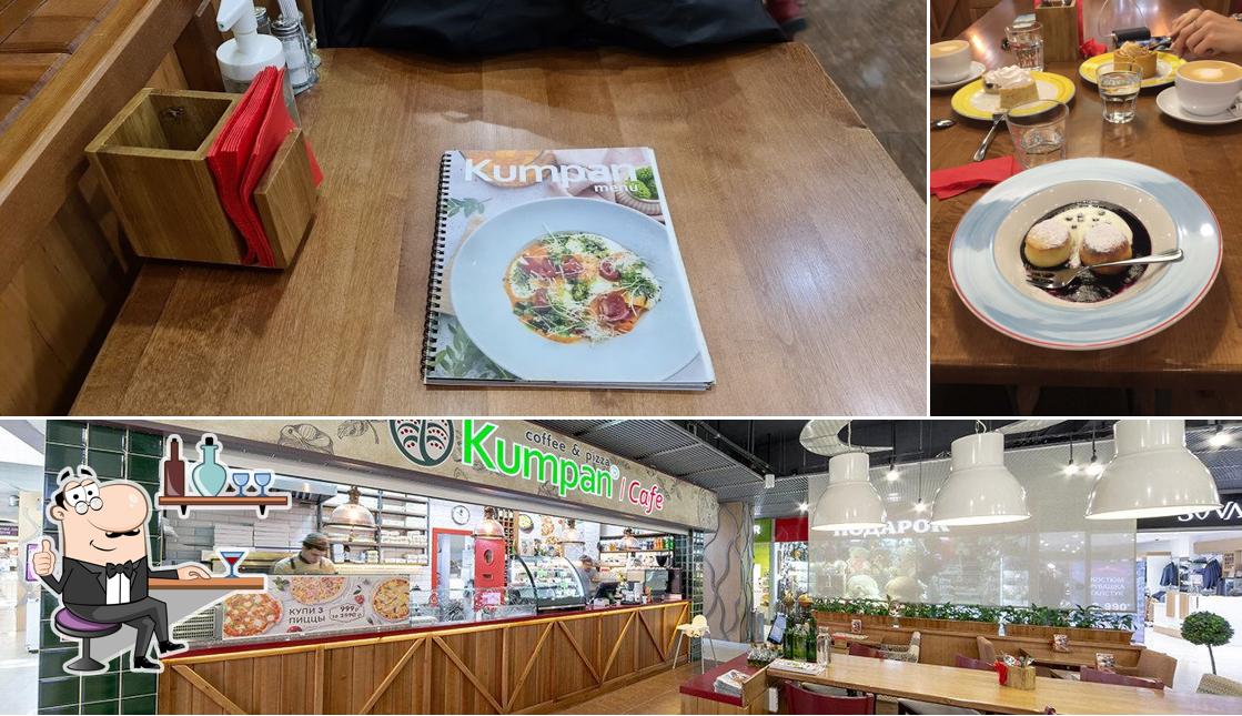 Внутреннее оформление и еда в Kumpan Cafe