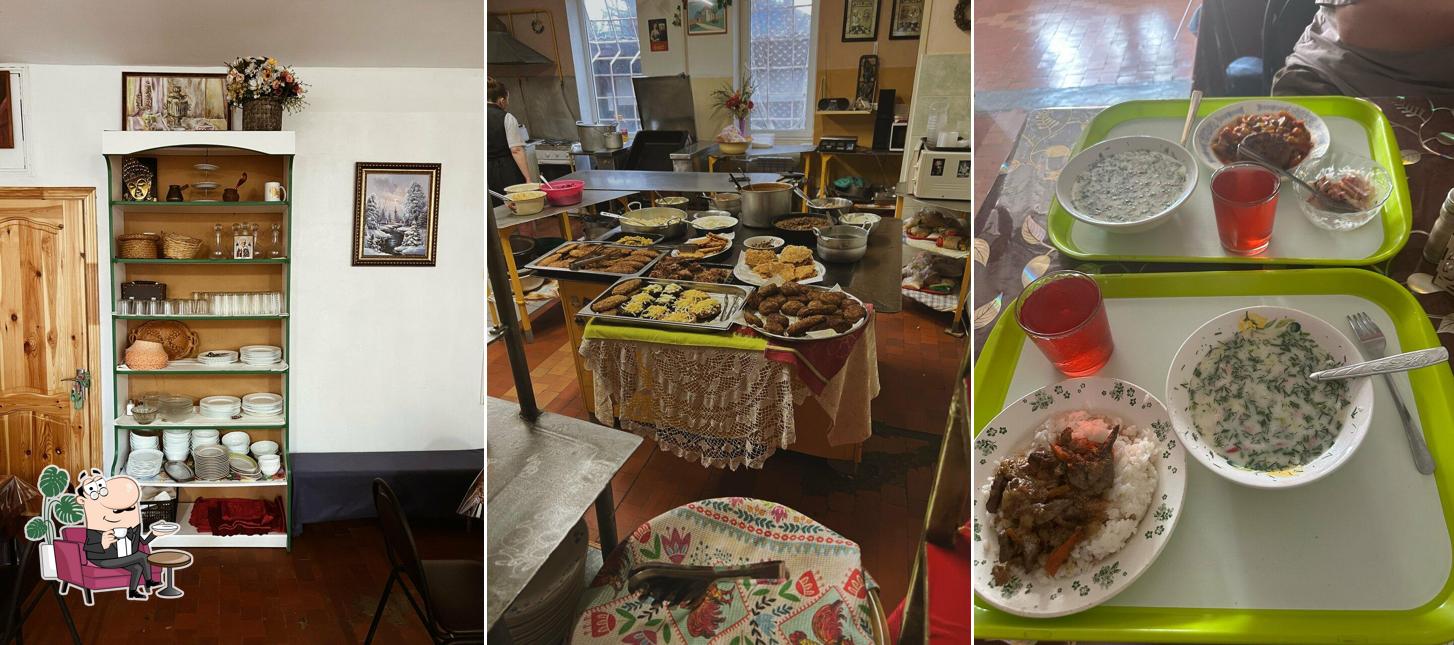 Внутреннее оформление и еда в Аист