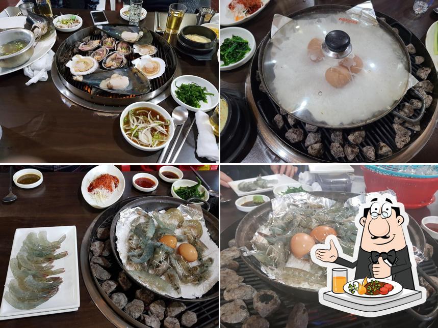 황금왕새우조개구이