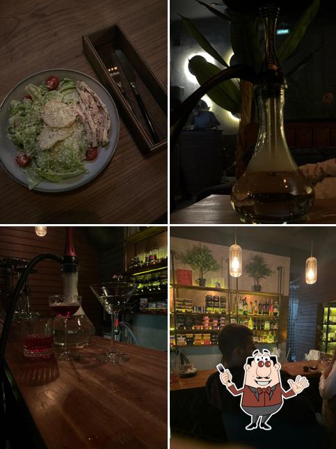 Это снимок, где изображены еда и напитки в TheHub