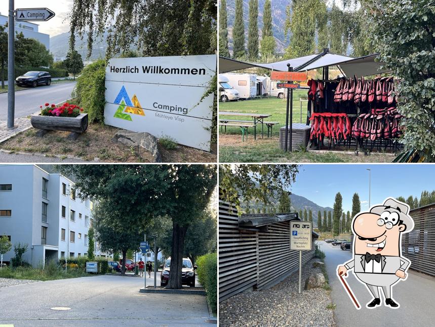 Schwimmbad, Restaurant, Camping Mühleye Visp
