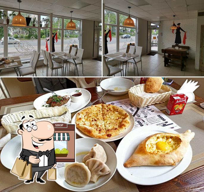 Это фотография, где изображены внешнее оформление и внутреннее оформление в Хинкали