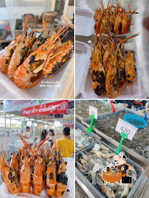 ช้างเผือกกุ้งเป็น กุ้งเผาและอาหารทะเล
