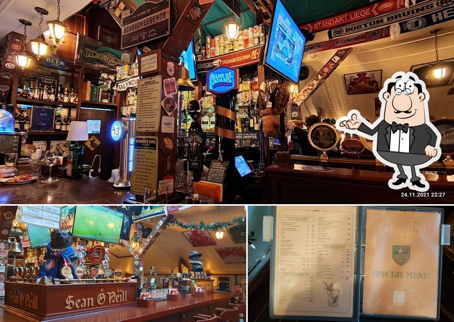 Снимок, на котором видны внутреннее оформление и барная стойка в Шон О'Нилл