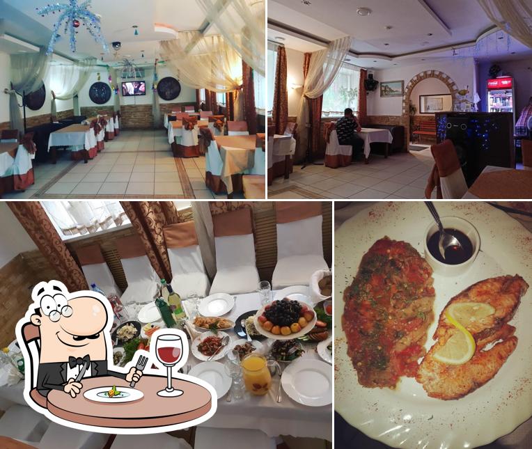 Взгляните на это изображение, где видны еда и внутреннее оформление в Дарьял