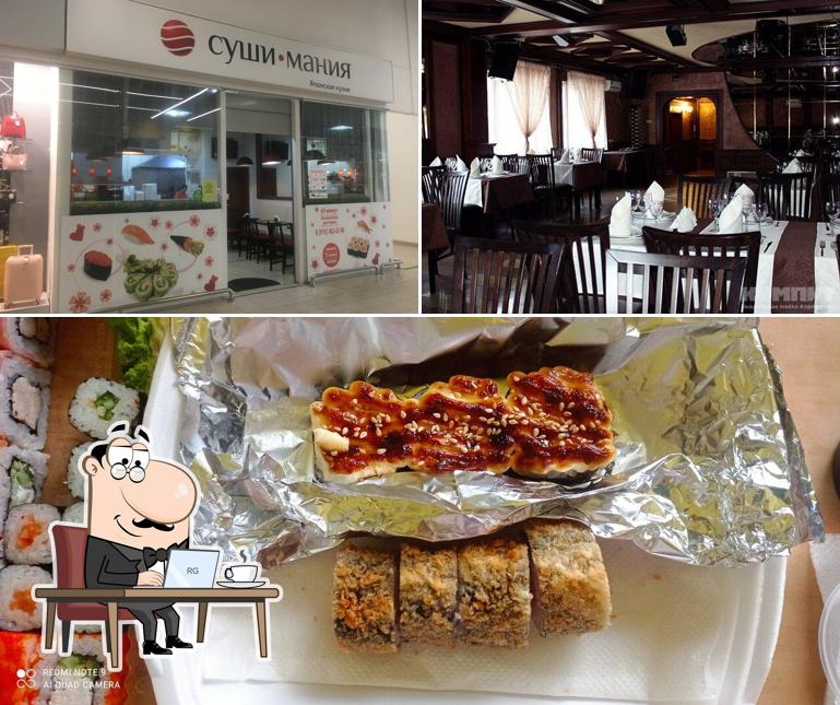 Помимо прочего, в Суши-Мания есть внутреннее оформление и еда