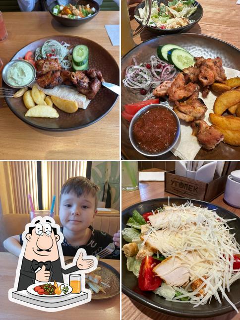 Фотография, на которой видны еда и напитки в Уголек