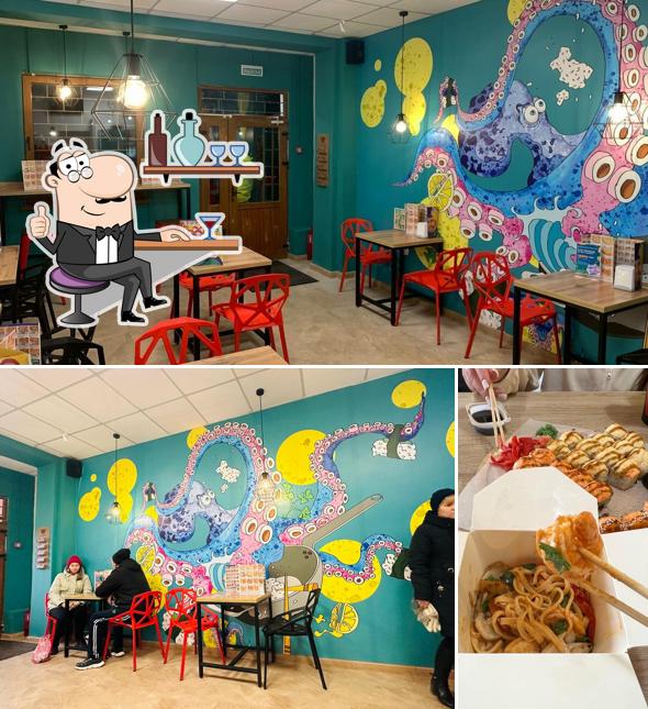 Посмотрите на внутренний интерьер "Суши Wok"