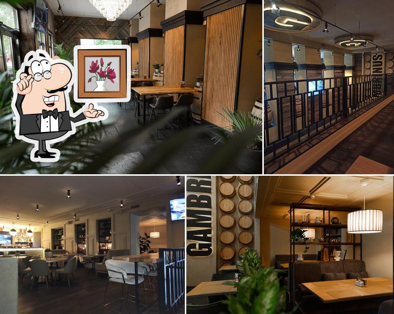 Посмотрите на внутренний интерьер "Гамбринус"