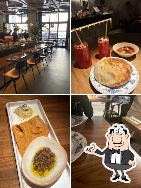 Посмотрите на внутренний интерьер "Greeks&Pasta"