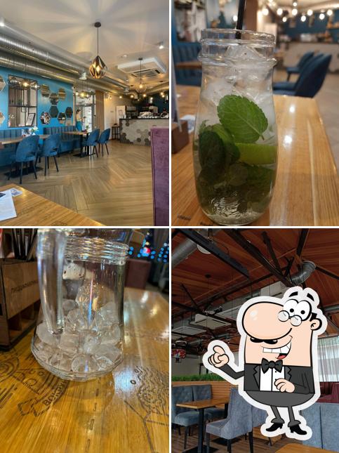 Посмотрите на внутренний интерьер "ПиццаФабрики"