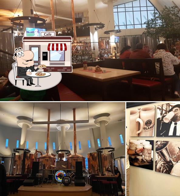 Взгляните на фасад "Пауланера Браухауса Олимпика"