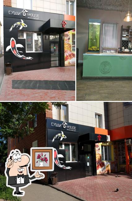 Посмотрите на внутренний интерьер "Суши House"