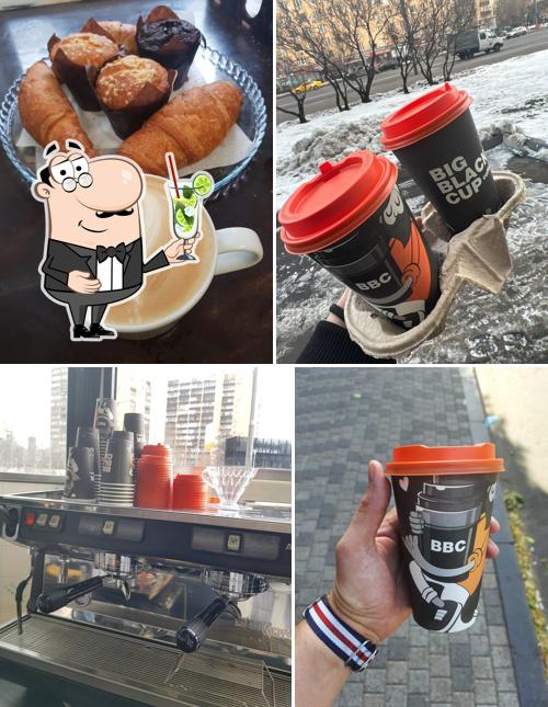 Big black cup coffee