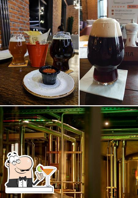 Это фото, где изображены напитки и внешнее оформление в Пена