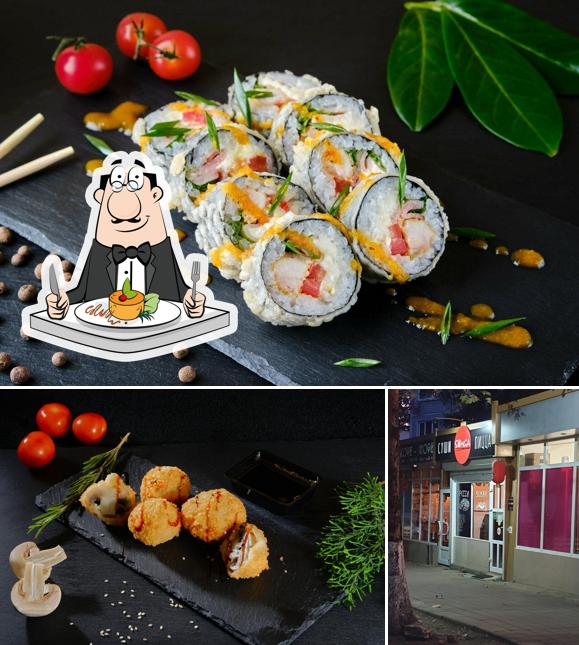 Взгляните на это изображение, где видны еда и внешнее оформление в Sёmga