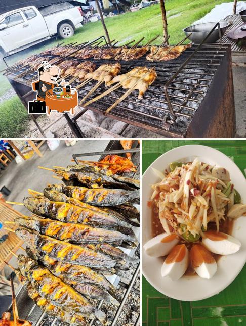 ตำครกแตก มมส ไก่ย่าง ปลาเผา