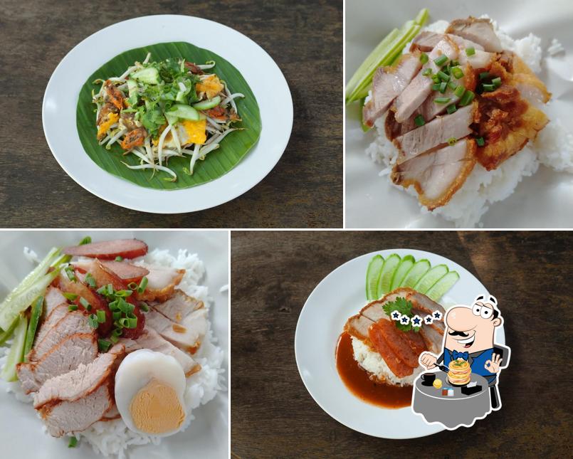 ข้าวหมูแดง หอยทอด เจ๊หม่าว